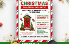 Door Decorating Contest Flyer – Etsy throughout Christmas Door Decorating Contest Flyer Template