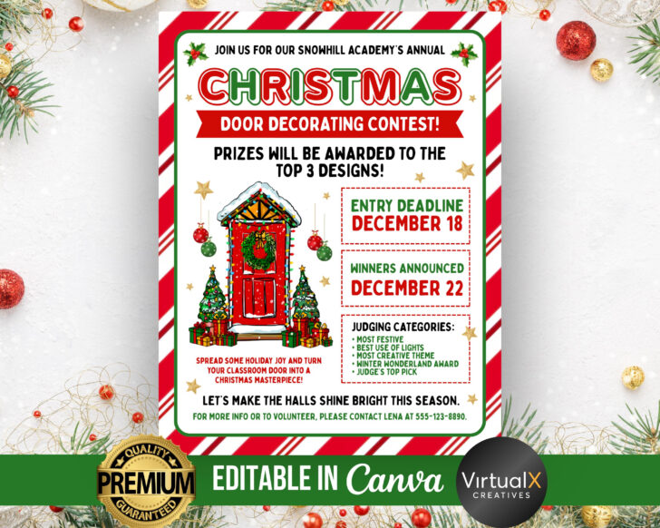 Christmas Door Decorating Contest Flyer Template Christmas Door Decorating Contest Flyer Template