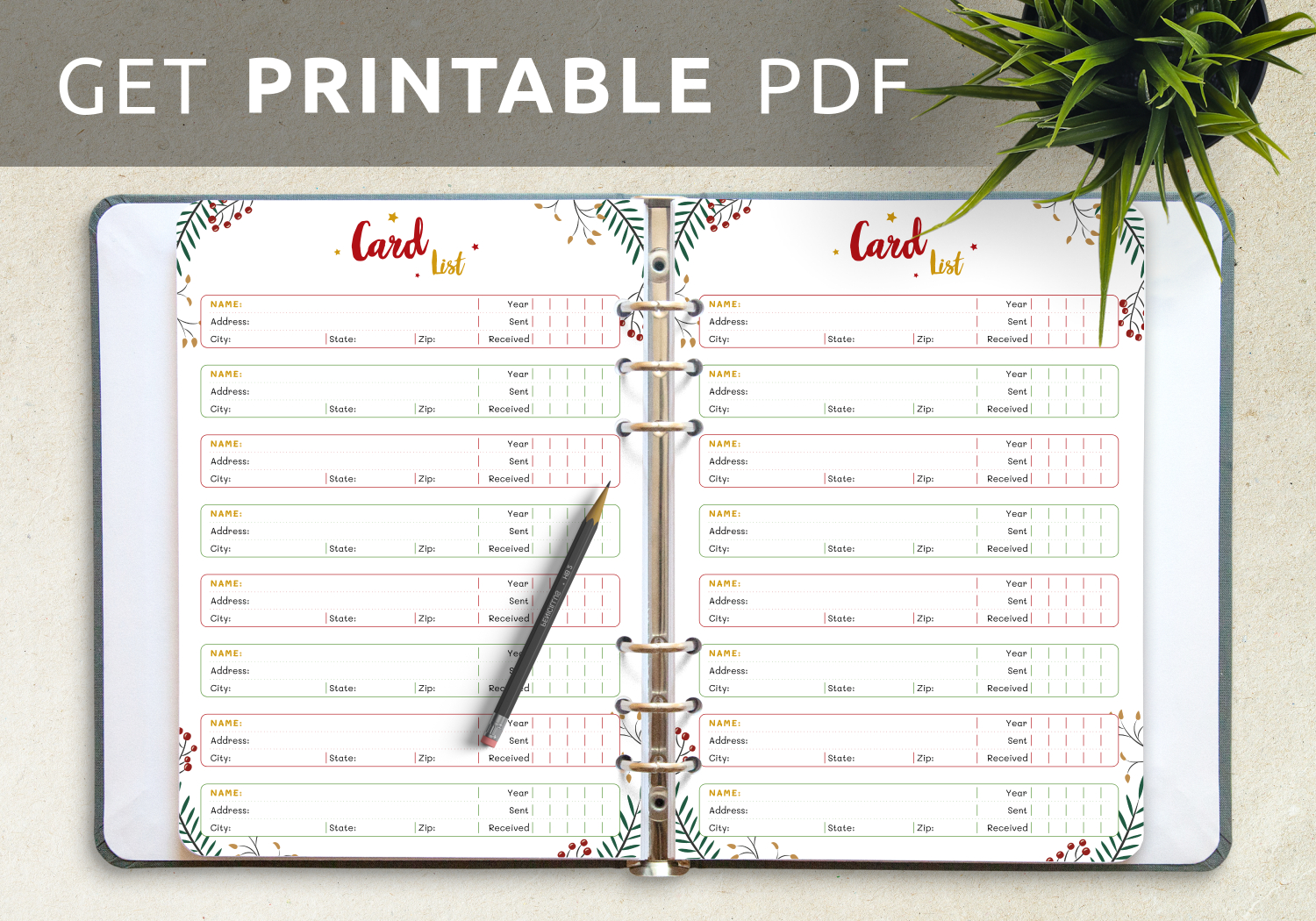 Download Printable Christmas Style - Card List Pdf throughout Christmas Card List Template Free