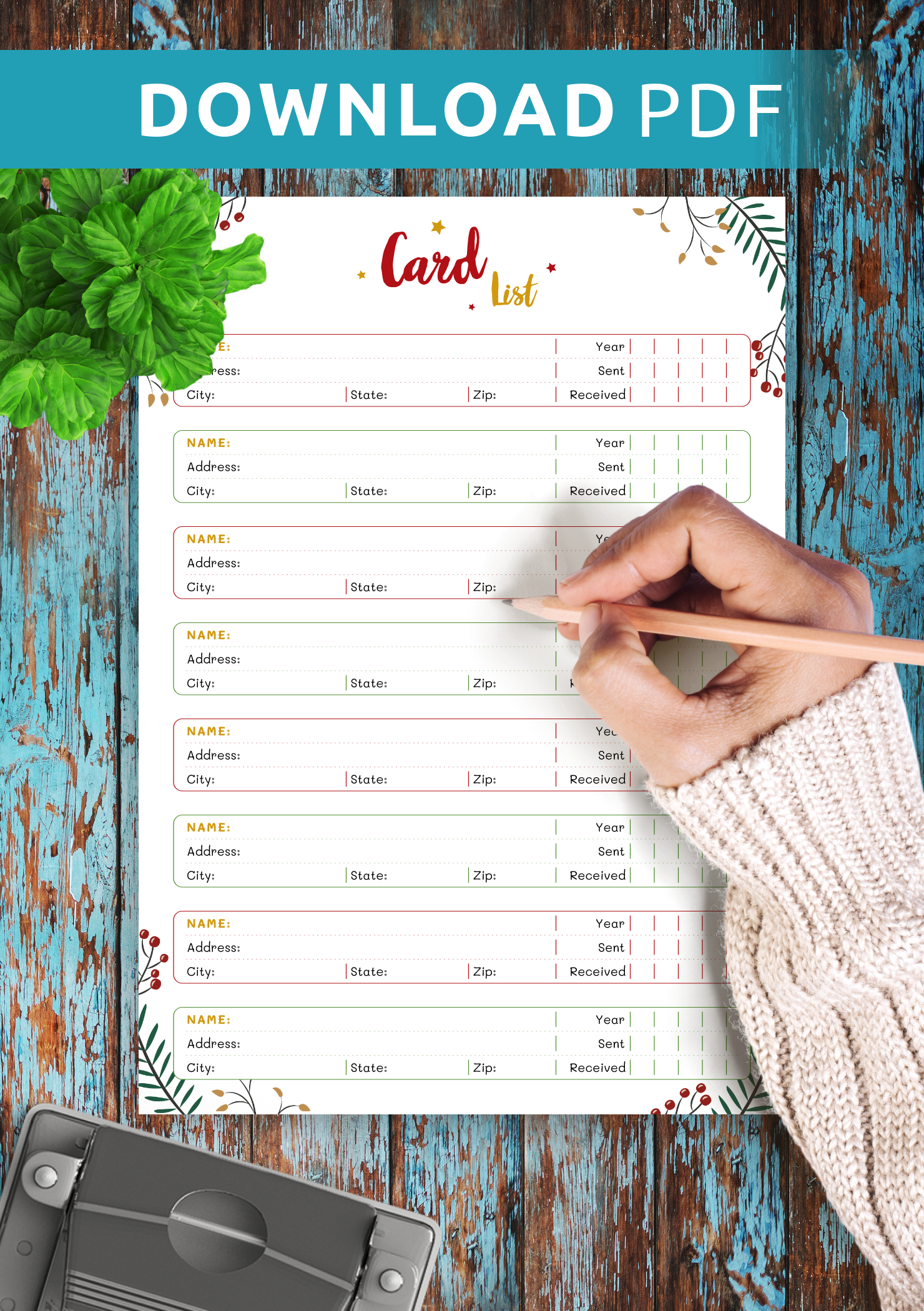 Download Printable Christmas Style - Card List Pdf with regard to Christmas Card Checklist Template