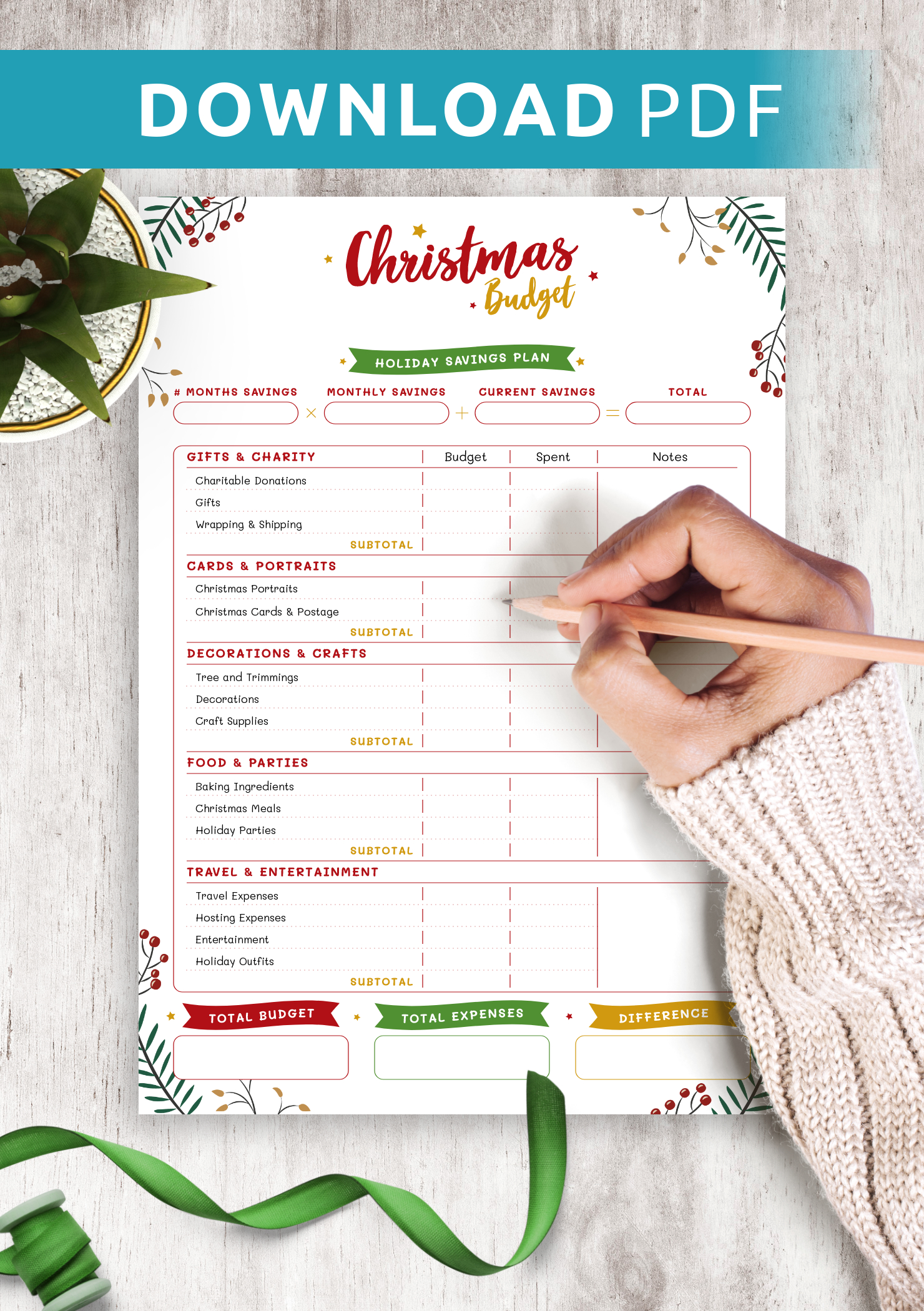 Download Printable Christmas Style - Christmas Budget Pdf pertaining to Christmas Budget Planner Template