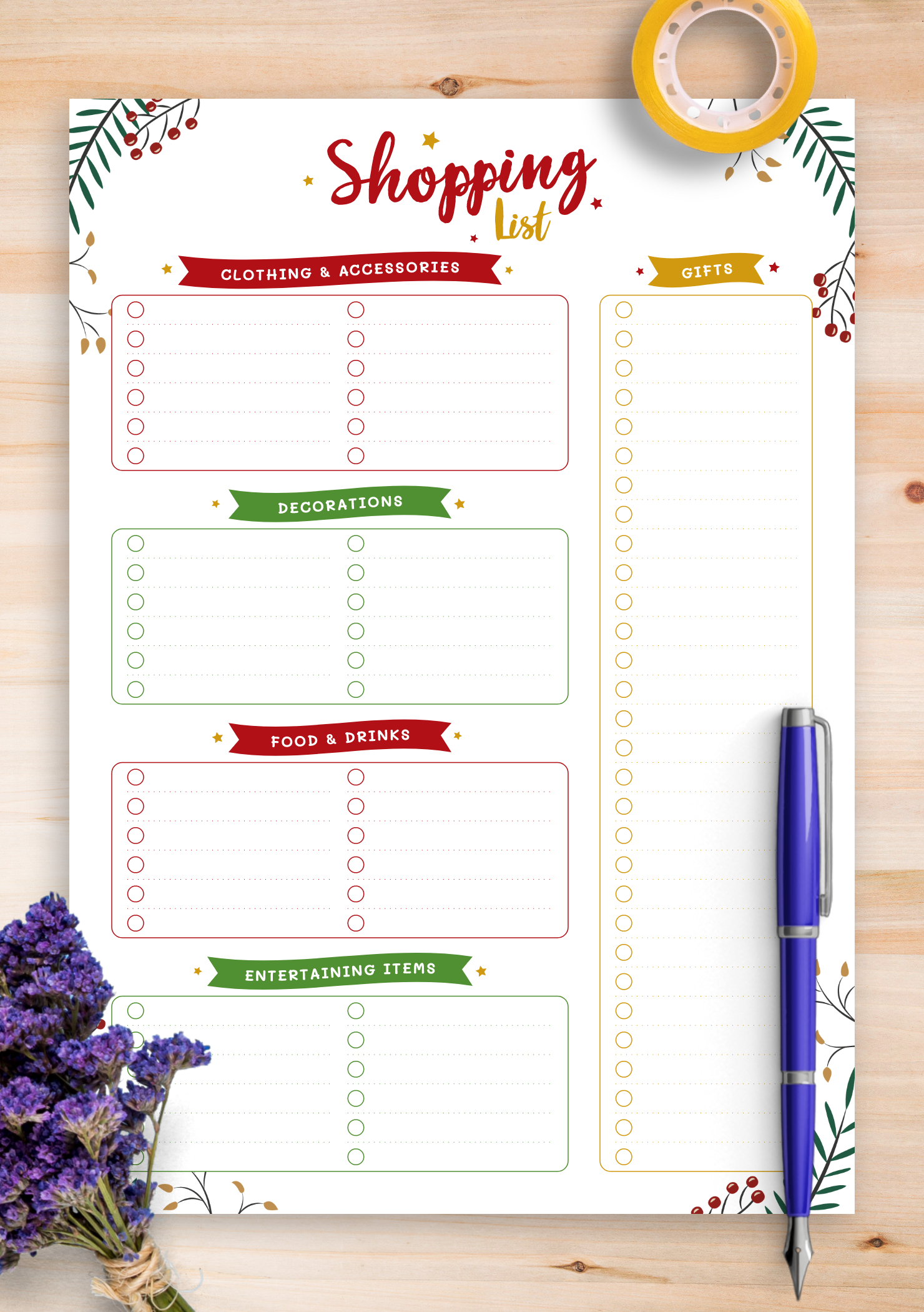 Download Printable Christmas Style - Shopping List Pdf pertaining to Christmas Grocery List Template