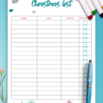 Download Printable Classic White Christmas List Template Pdf Regarding Christmas Gift Template Checklist