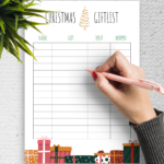 Download Printable Simple Bright Christmas Gift List Pdf In Christmas Gift Writing Template