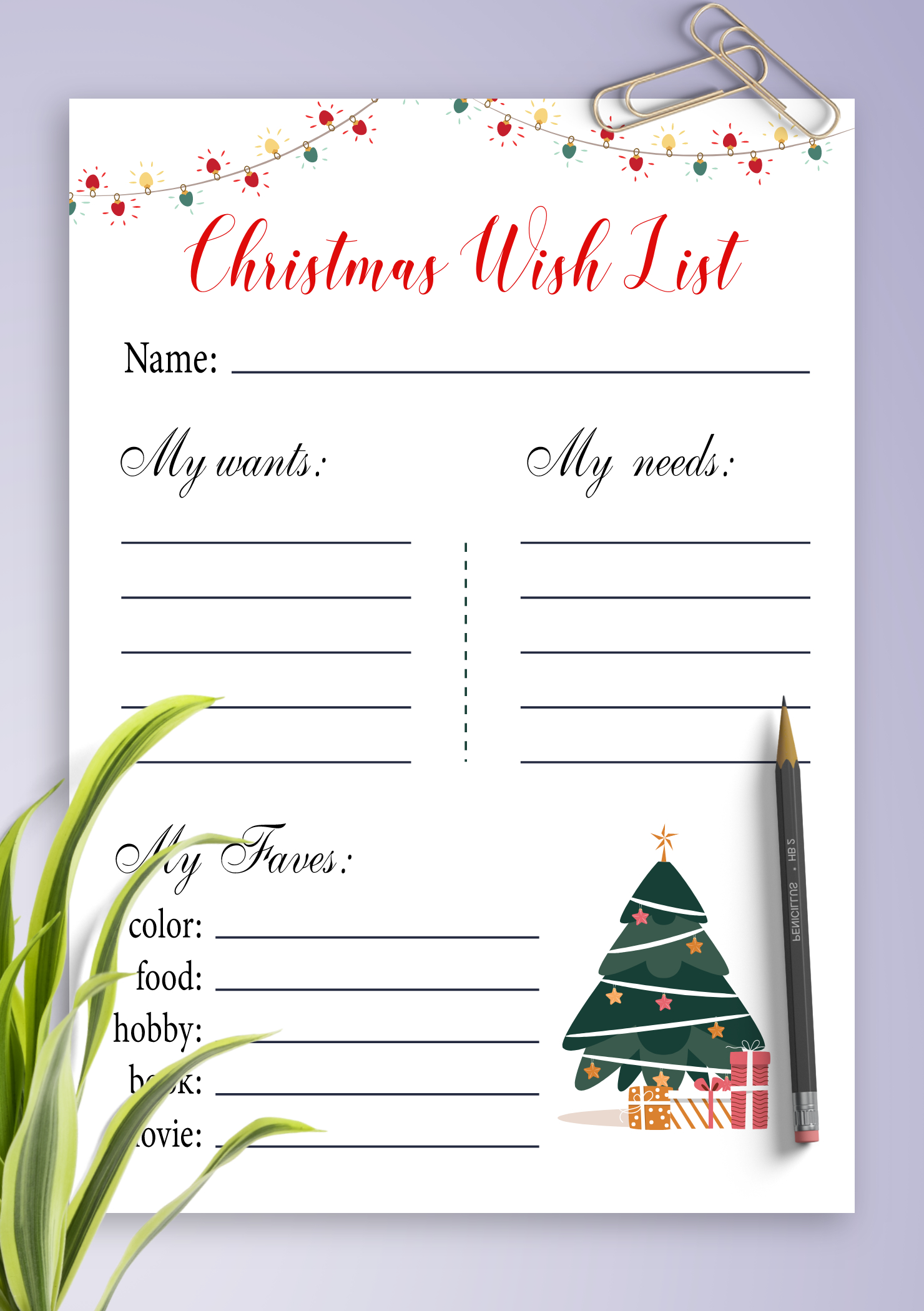 Download Printable White Christmas Wish List Template Pdf regarding Blank Christmas Wish List Template