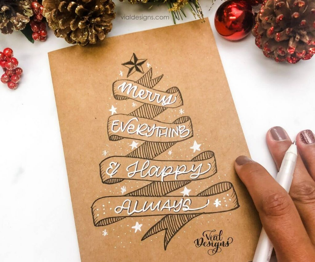 Easy Diy Christmas Calligraphy Card | Vial Designs with regard to Christmas Card Diy Template