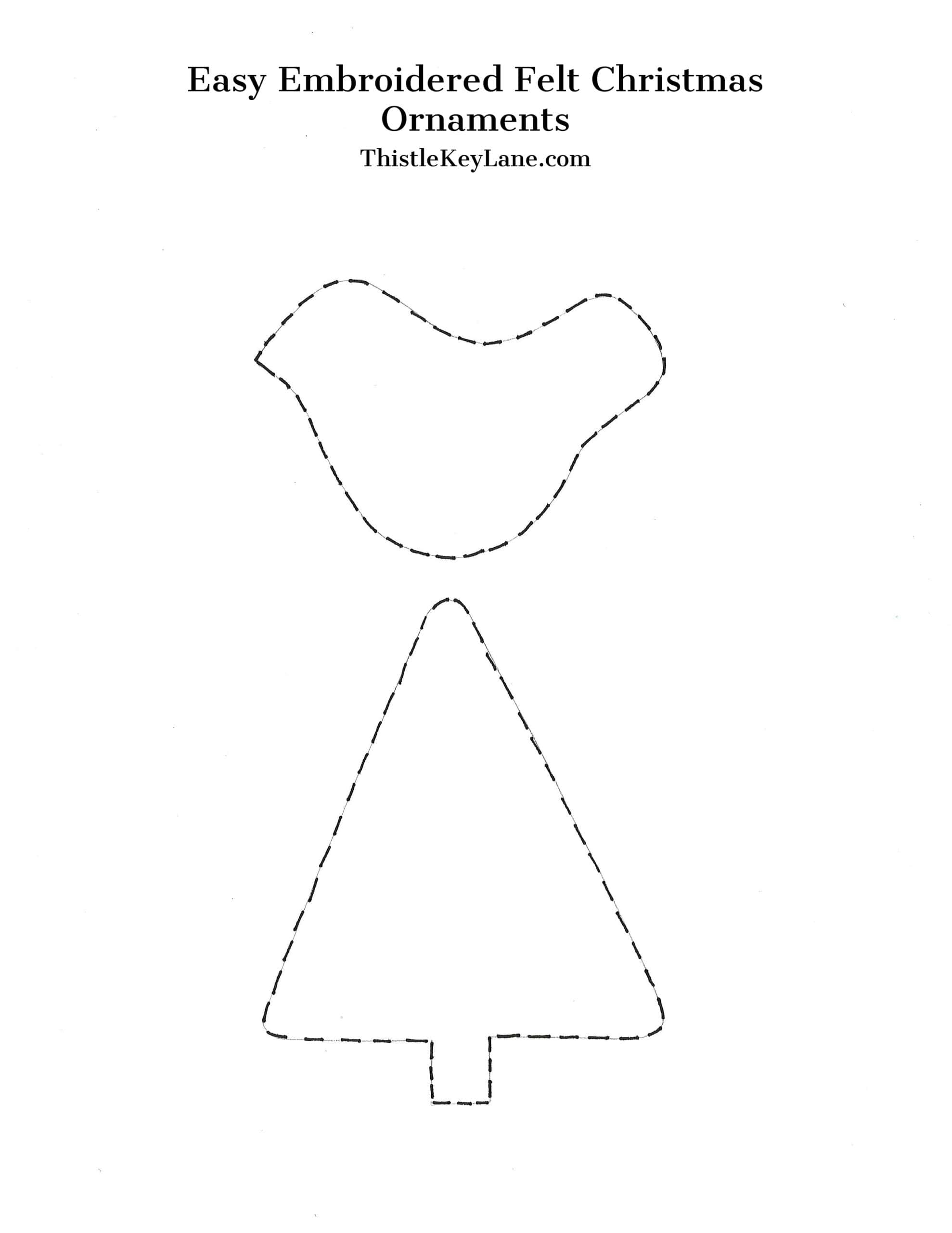 Easy Embroidered Felt Christmas Ornaments - Thistle Key Lane intended for Christmas Felt Decorations Template