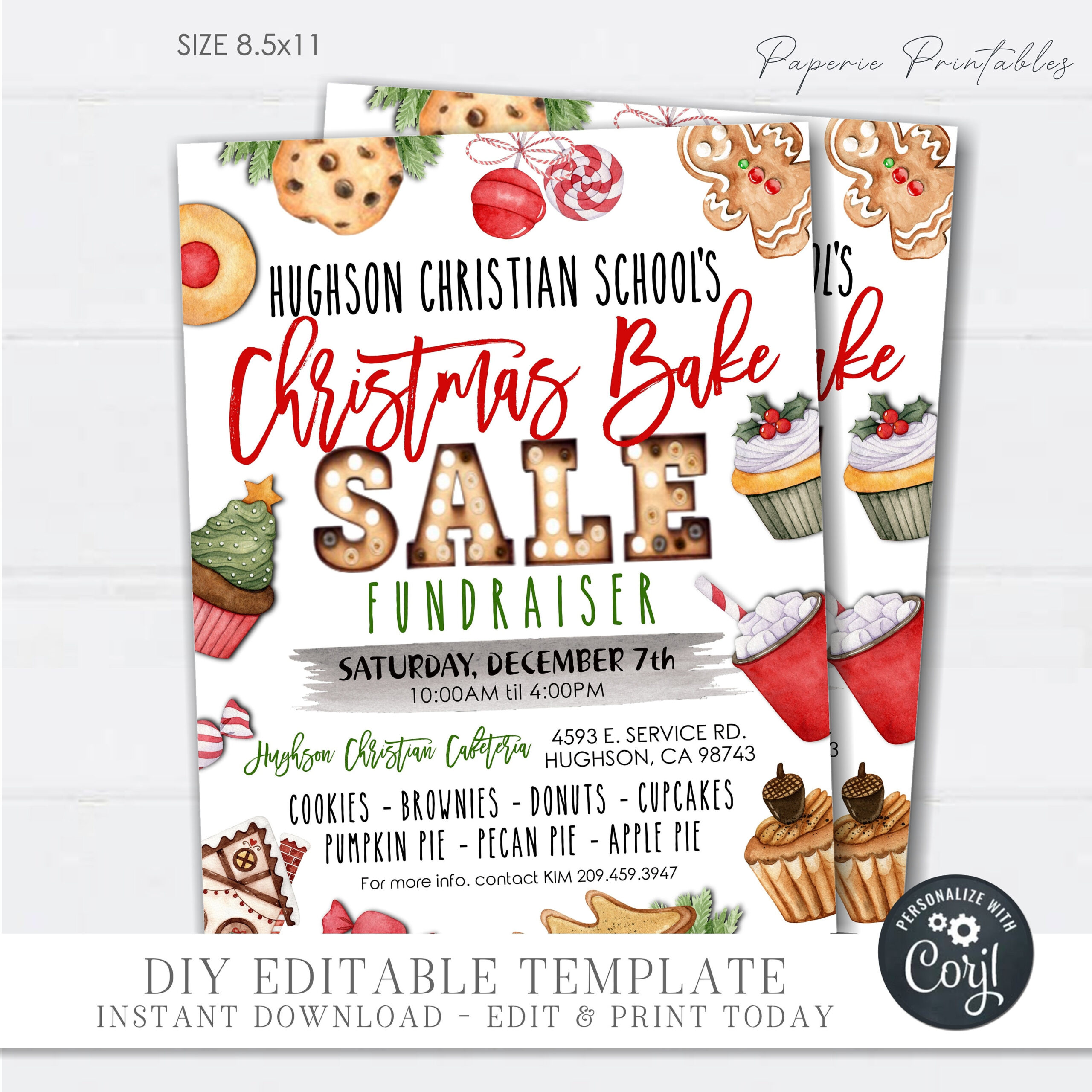 Editable Christmas Bake Sale Flyer, School Bake Sale Flyer, Church regarding Christmas Bake Sale Template