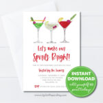 Editable Christmas Cocktail Party Invitation Template, Let'S Make Inside Christmas Drinks Invitation Template