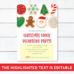 Editable Christmas Cookie Decorating Party Invitation Template In Christmas Cookie Invitation Template