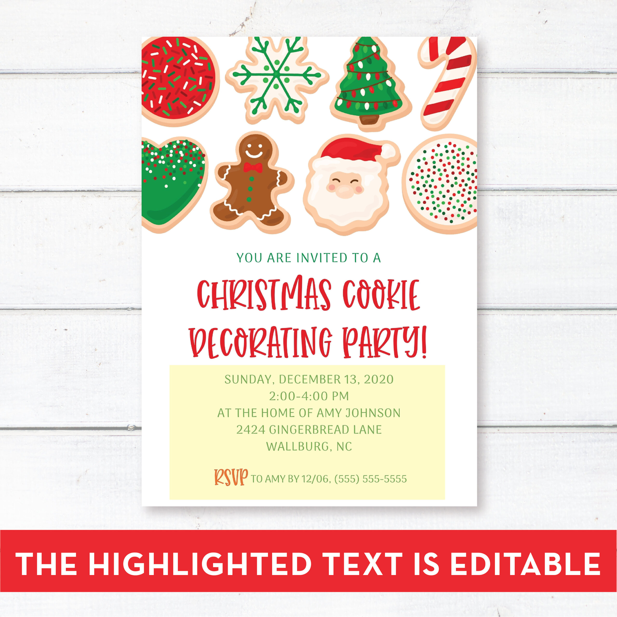 Editable Christmas Cookie Decorating Party Invitation Template in Christmas Cookie Invitation Template