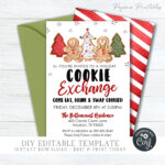 Editable Christmas Cookie Exchange Invitation: Holiday Party (Diy Pertaining To Christmas Cookie Exchange Template
