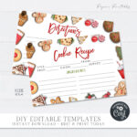 Editable Christmas Cookie Recipe Card: Cookie Swap Party (Diy Throughout Christmas Cookie Recipe Card Template