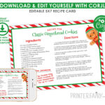 Editable Christmas Cookie Recipe Card Template (Instant Download Throughout Christmas Cookie Recipe Card Template