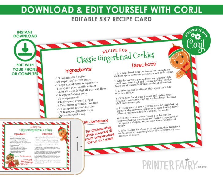 Christmas Cookie Recipe Card Template