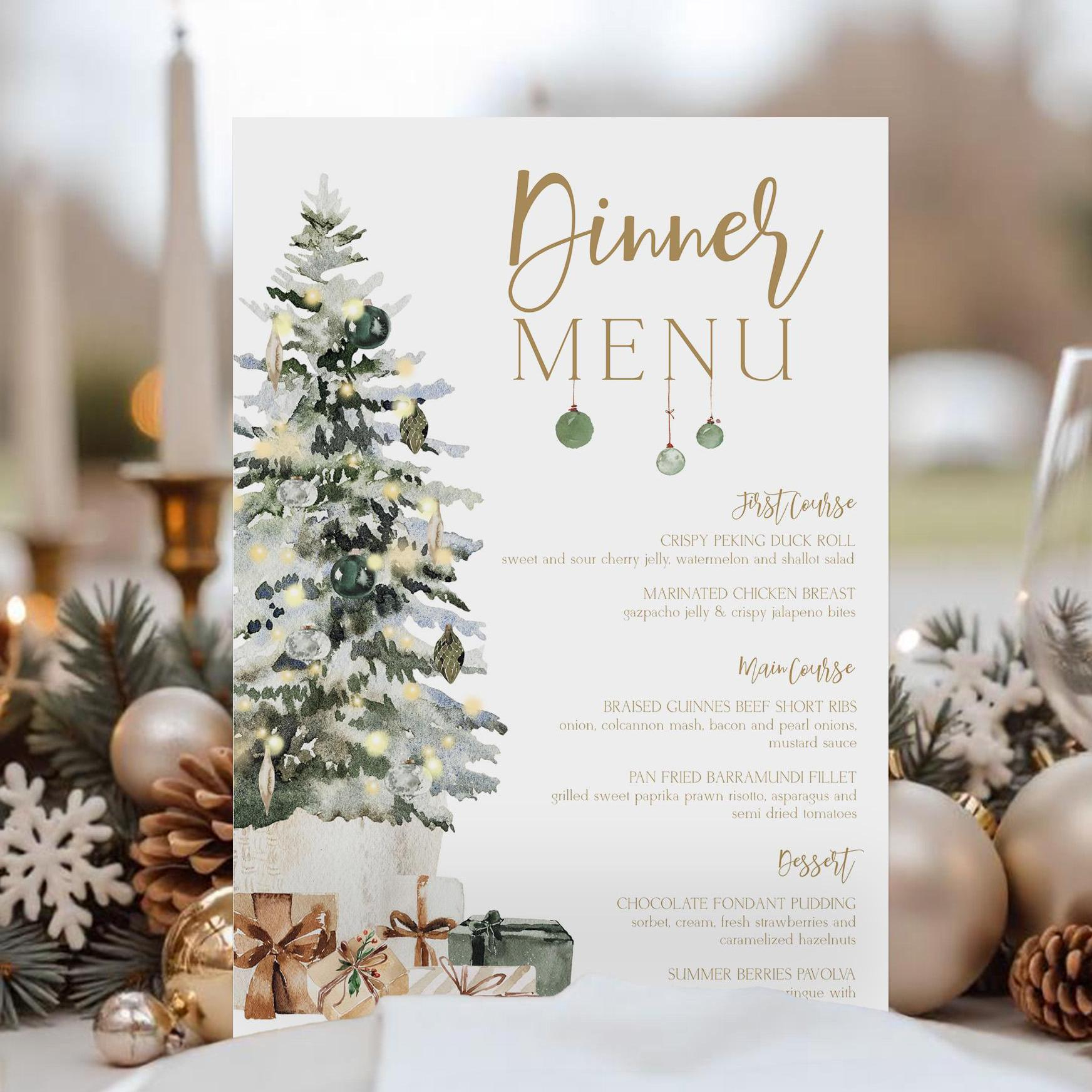 Editable Christmas Dinner Menu Template Printable Christmas Tree with regard to Christmas Eve Dinner Menu Template