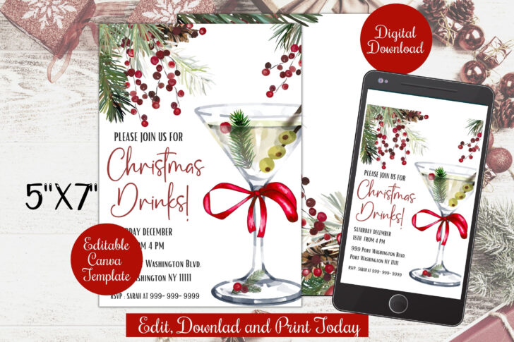 Christmas Cocktail Party Invitation Template