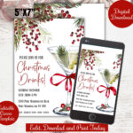 Editable Christmas Drinks Party Invite Evite , Holiday Christmas With Regard To Christmas Drinks Party Invite Template