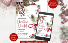 Editable Christmas Drinks Party Invite Evite , Holiday Christmas with regard to Christmas Drinks Party Invite Template