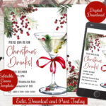 Editable Christmas Drinks Party Invite Evite , Holiday Christmas With Regard To Christmas Drinks Party Invite Template