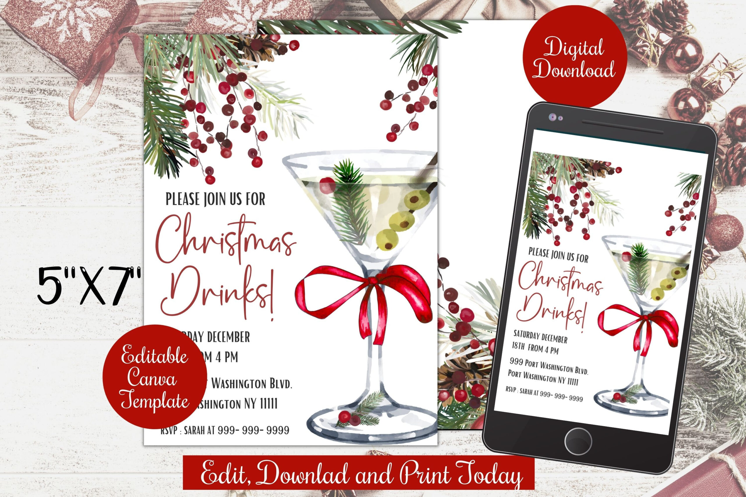 Editable Christmas Drinks Party Invite Evite , Holiday Christmas with regard to Christmas Drinks Party Invite Template