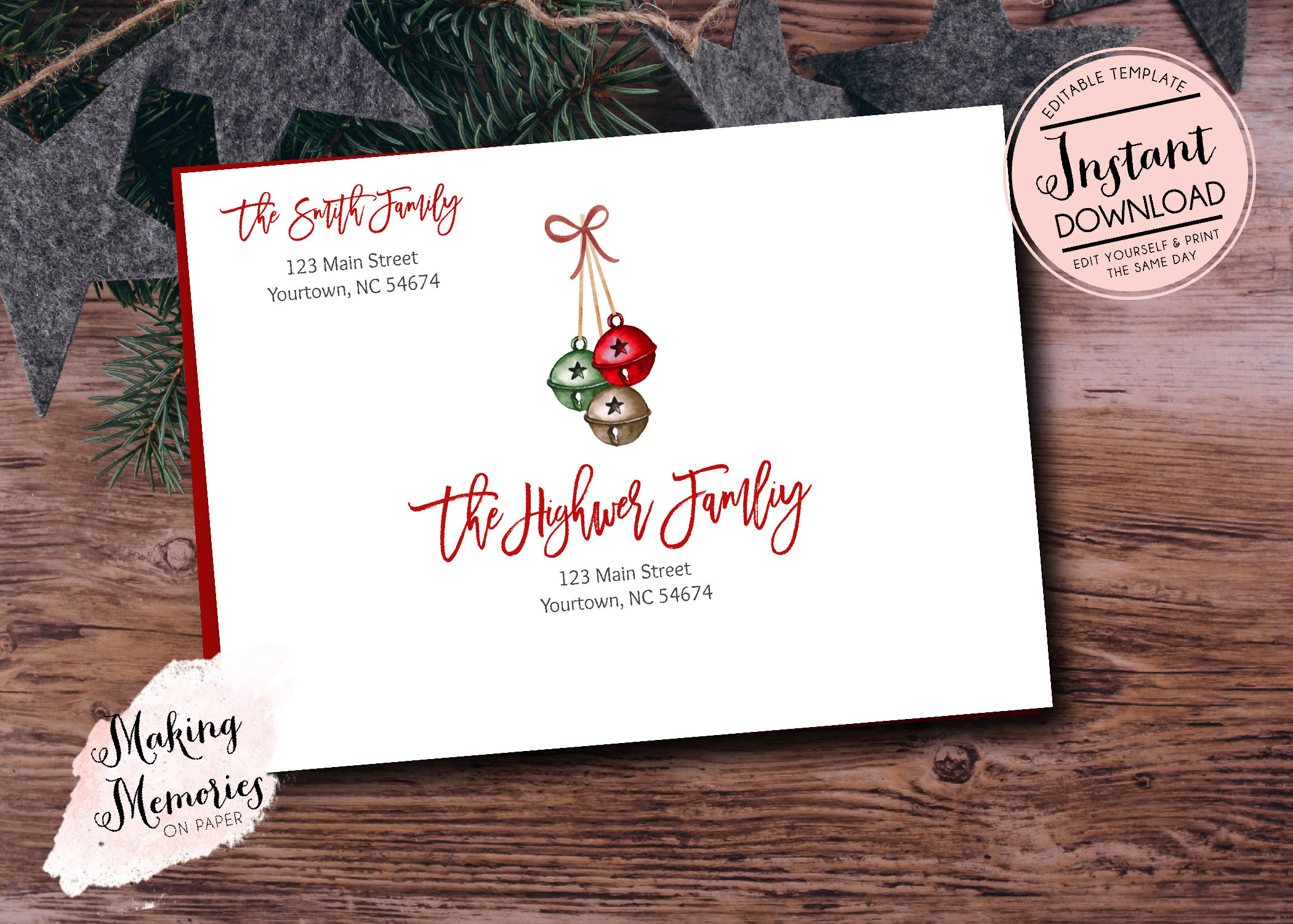Editable Christmas Envelope Template, Addressed Christmas regarding Christmas Card Envelope Template
