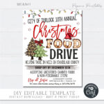 Editable Christmas Food Drive Flyer: Diy Holiday Fundraiser (8.5 Inside Christmas Food Drive Flyer Template