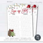 Editable Christmas Potluck Sign Up Sheet (Diy Corjl Template Inside Christmas Dinner Sign Up Sheet Template