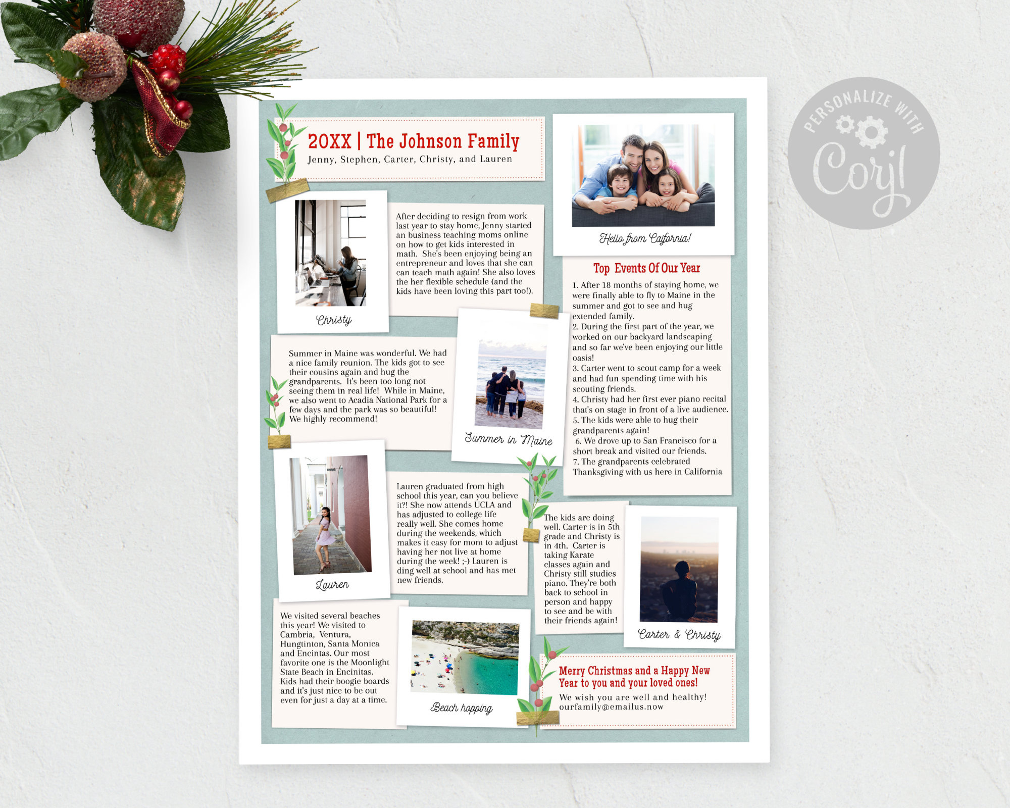 Editable Family Christmas Newsletter Template Us Letter - Photo intended for Christmas Family Newsletter Template