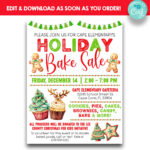 Editable Holiday Bake Sale Flyer | Christmas Bake Sale Fundraiser Throughout Christmas Bake Sale Flyer Template