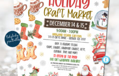 Editable Holiday Craft Market Flyer: Christmas Festival Template with Christmas Craft Show Flyer Template