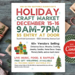 Editable Holiday Market Flyer, Christmas Craft Fair Canva Template Inside Christmas Bazaar Flyer Template