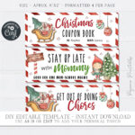 Editable Kids Christmas Coupon Book: Stocking Stuffer (Printable In Christmas Coupon Book Template