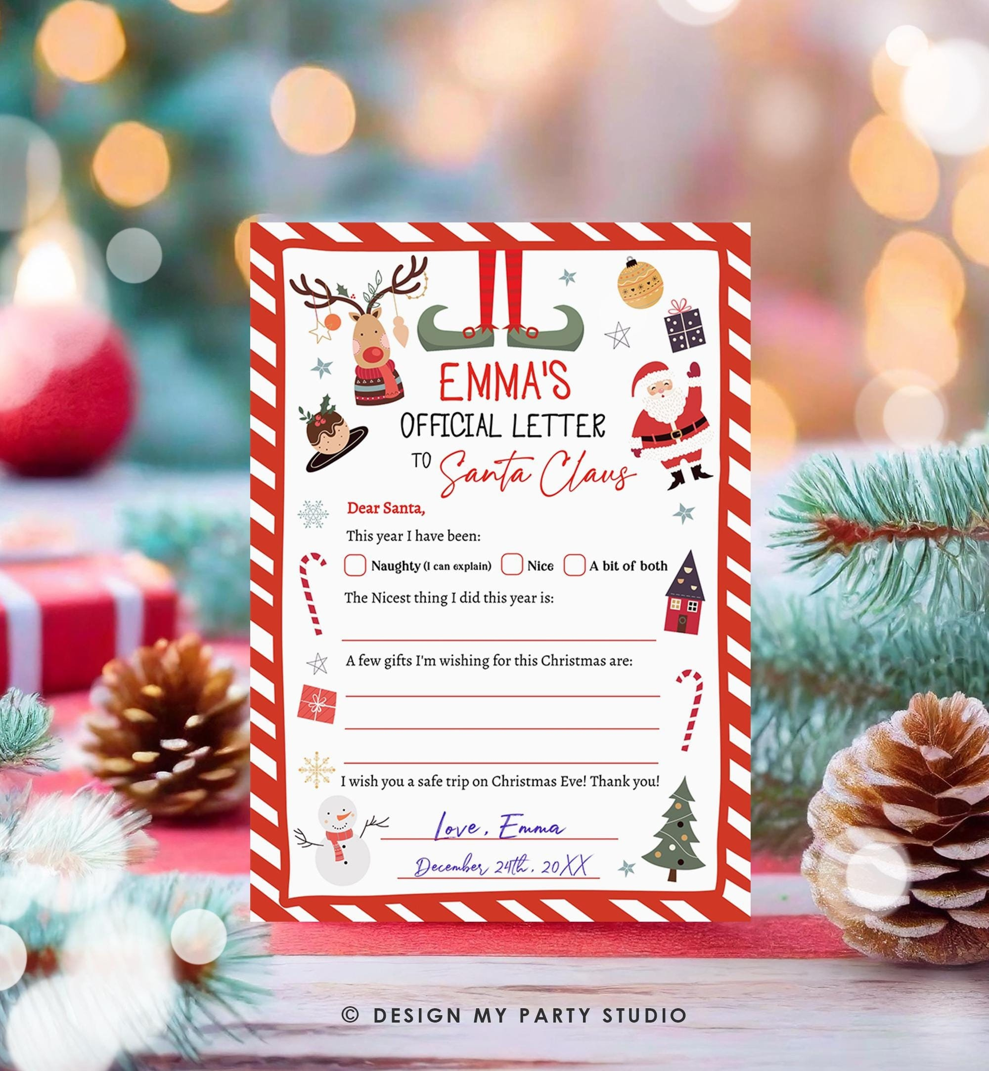Editable Official Letter To Santa Claus From The Desk Of Santa within Christmas Eve Box Letter Template