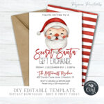 Editable Secret Santa Invitation: Christmas Party, 5X7 (Digital With Christmas Gift Exchange Invitation Email Template