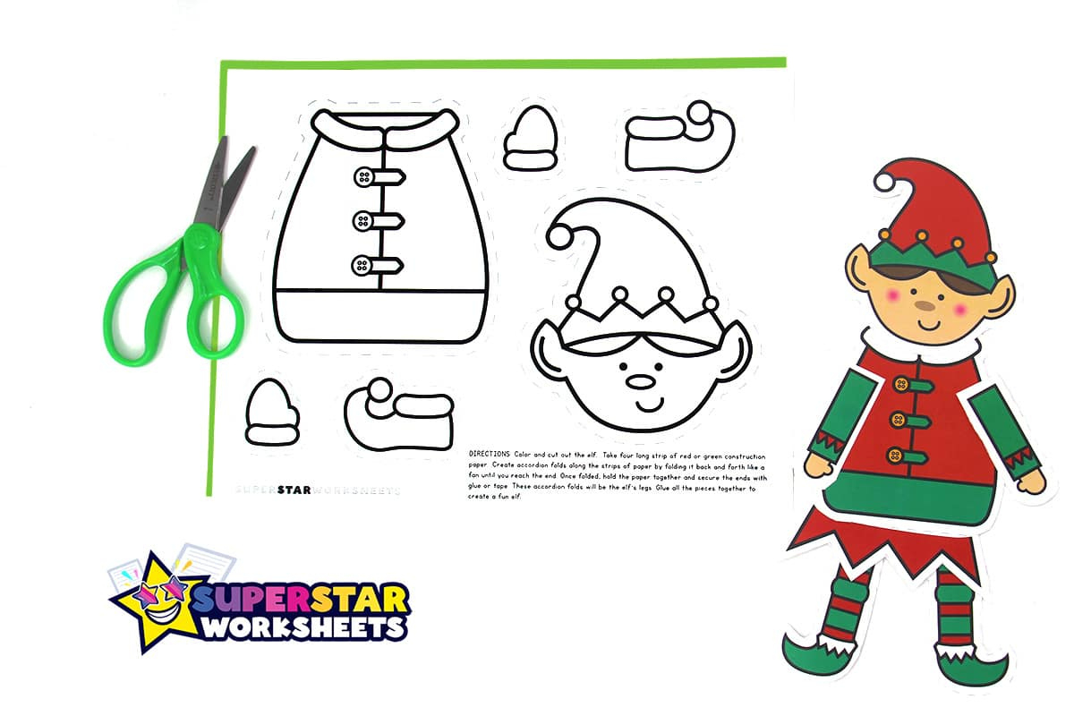 Elf Template - Superstar Worksheets regarding Christmas Elf Cut Out Template