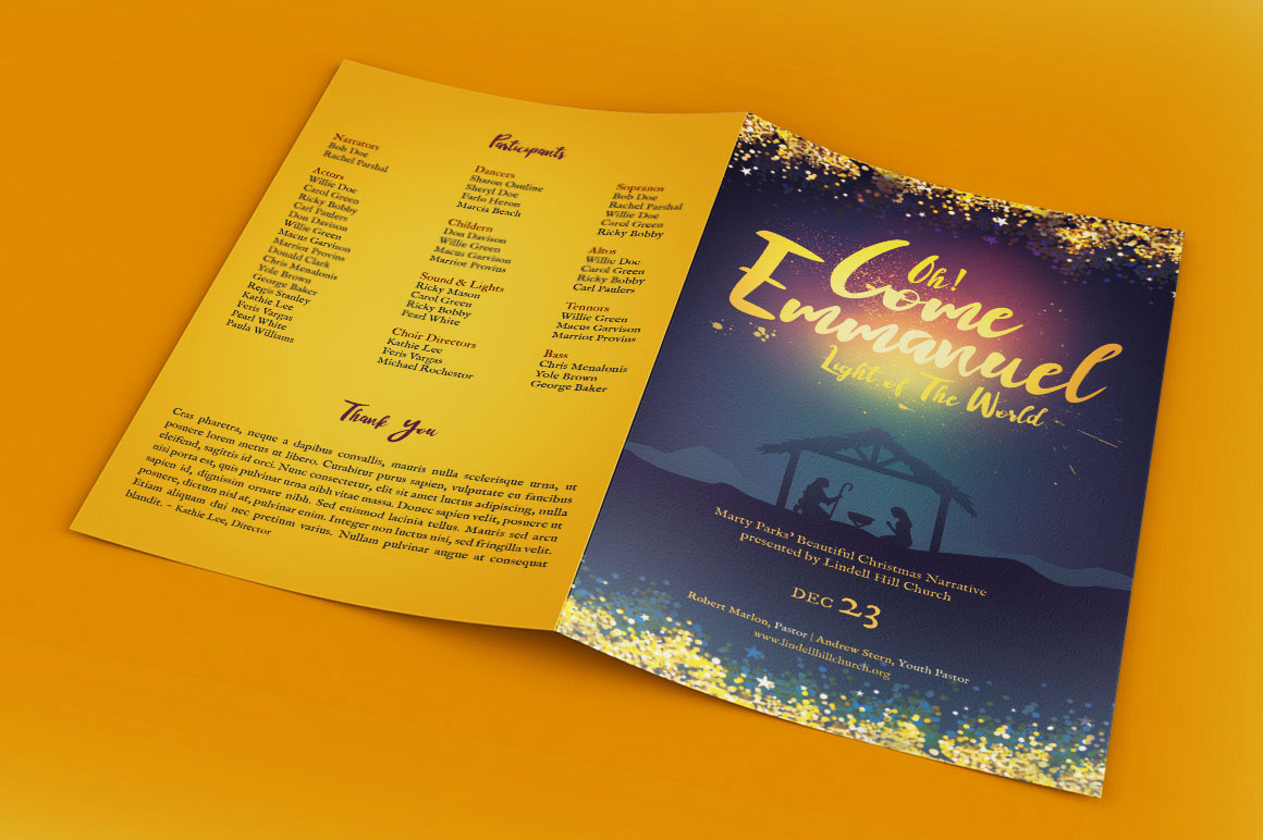 Emmanuel Christmas Cantata Program Template :: Behance pertaining to Christmas Cantata Program Template