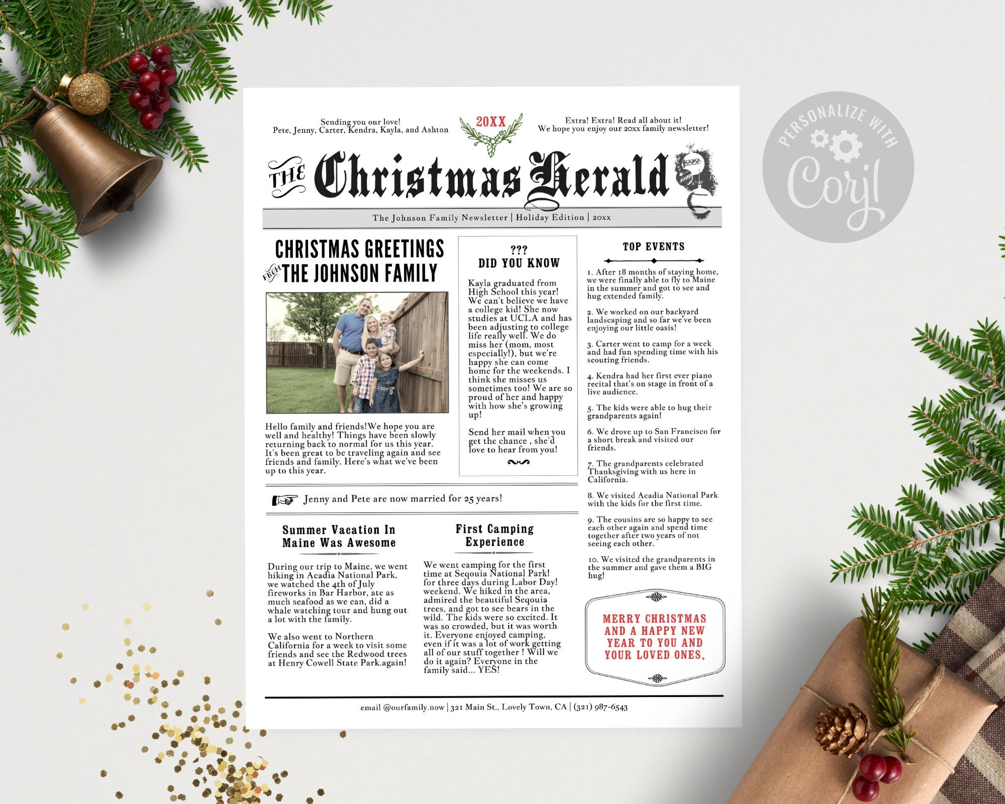 Family Christmas Newsletter Template Old Newspaper Style in Christmas Family Newsletter Template