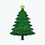 Festive Cartoon Christmas Tree Illustration Sticker   Playground In Cartoon Christmas Tree Template