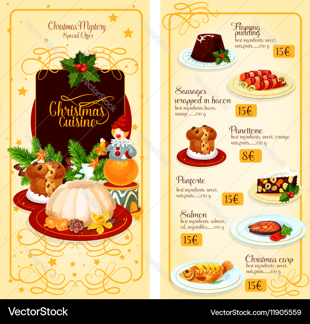 Festive Christmas Menu &amp;amp; Dessert Concept – Lizenzfreie inside Christmas Food Menu Template