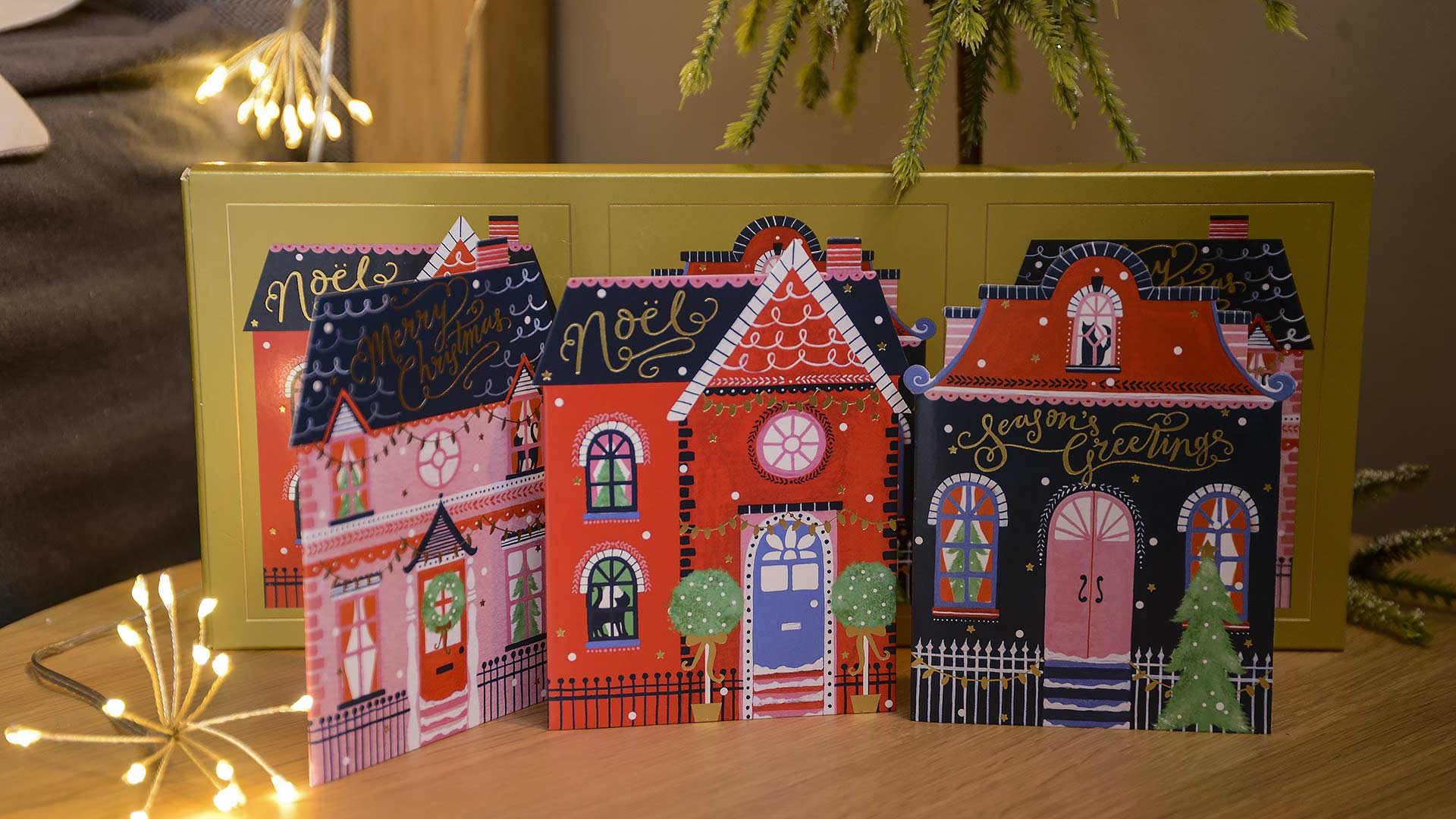 Festive Homes Christmas Card Pack - 3 Designs inside Christmas Card House Template