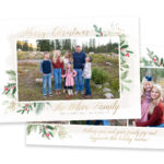 Floral Christmas Photo Card Template 5X7 (Photoshop) Inside 5X7 Photo Christmas Card Template