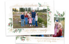 Floral Christmas Photo Card Template 5X7 (Photoshop) inside 5X7 Photo Christmas Card Template