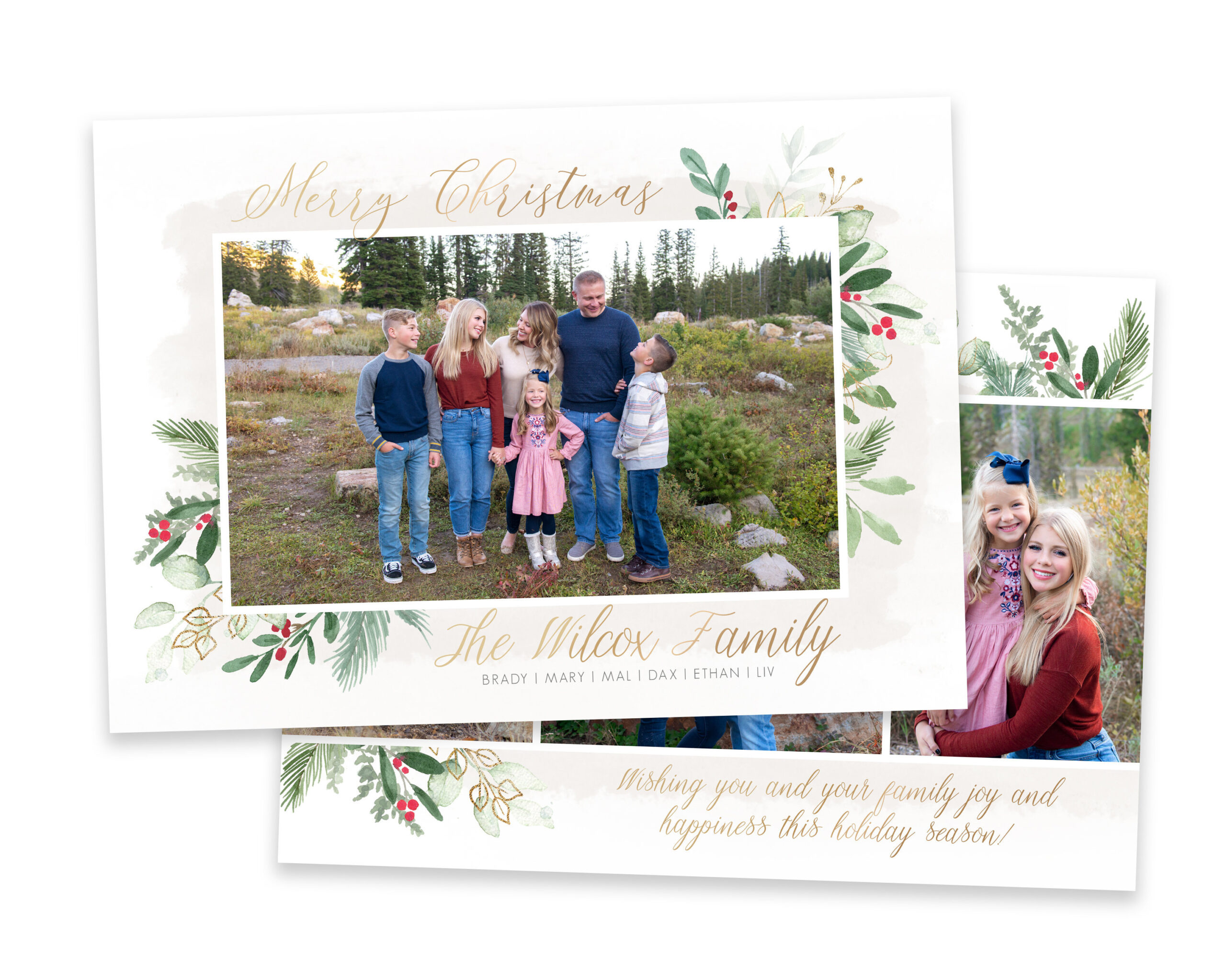 Floral Christmas Photo Card Template 5X7 (Photoshop) inside 5X7 Photo Christmas Card Template