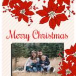 Floral Family Photo Christmas Card   Venngage Throughout Christmas Card Family Template