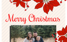 Floral Family Photo Christmas Card – Venngage throughout Christmas Card Family Template