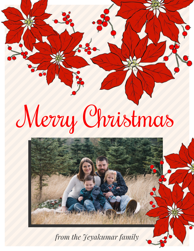 Floral Family Photo Christmas Card - Venngage throughout Christmas Card Family Template
