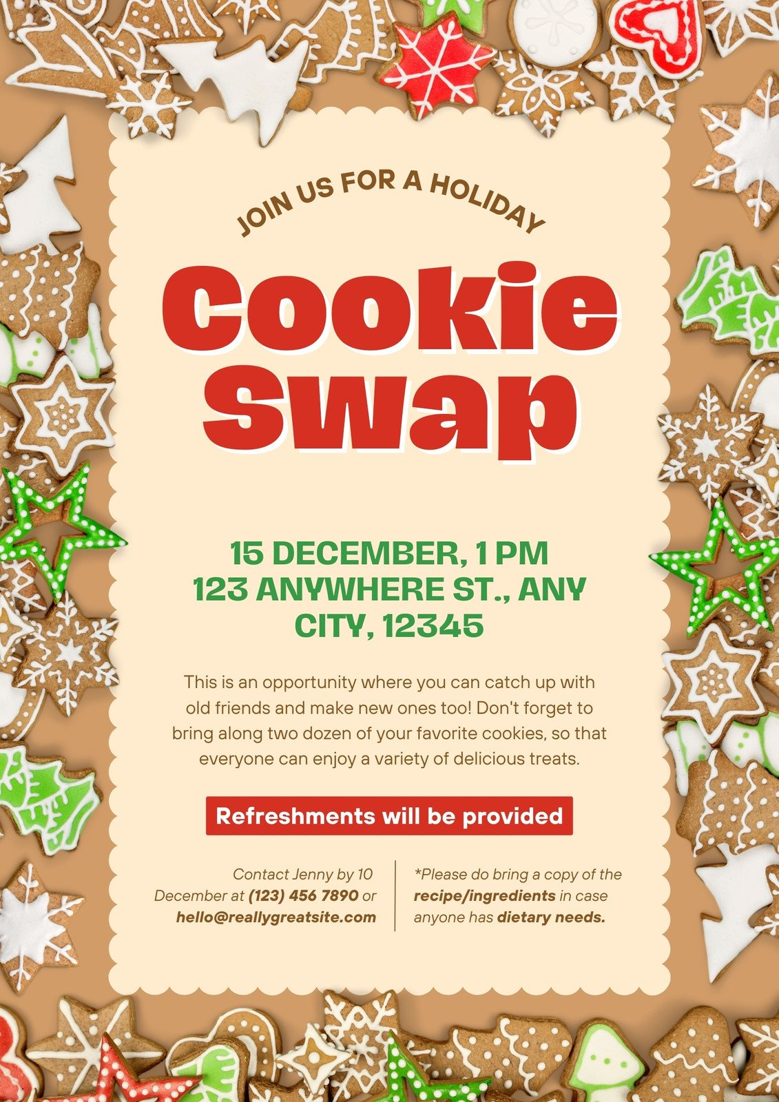 Free And Customizable Cookie Exchange Templates in Christmas Cookie Exchange Flyer Template Free