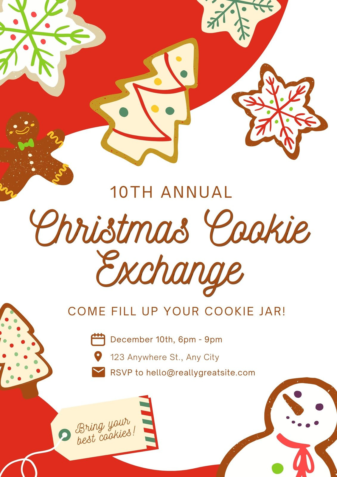 Free And Customizable Cookie Exchange Templates inside Christmas Cookie Flyer Template