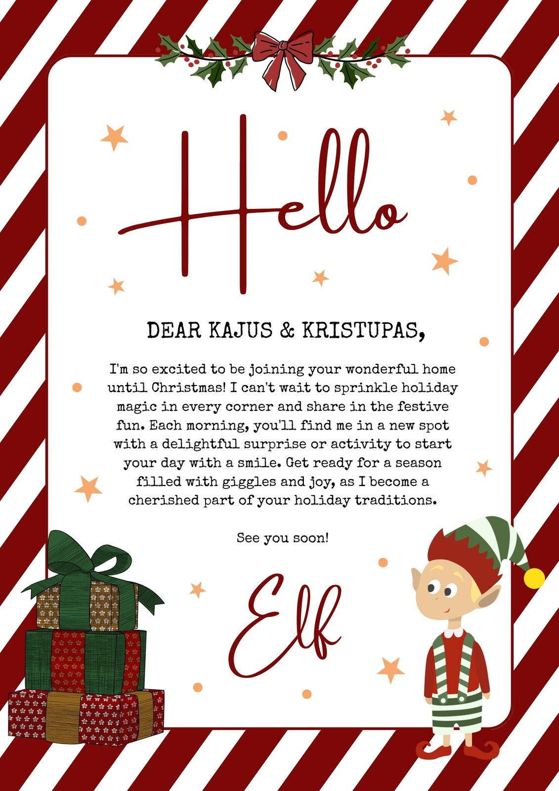Free And Customizable Elf Templates throughout Christmas Elf Letter Template